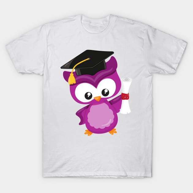 Cute Owl, Baby Owl, Little Owl, Graduation Owl T-Shirt by Jelena Dunčević